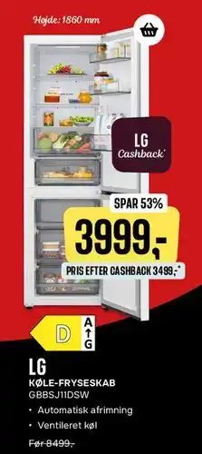 Skousen LG KØLE-FRYSESKAB tilbud