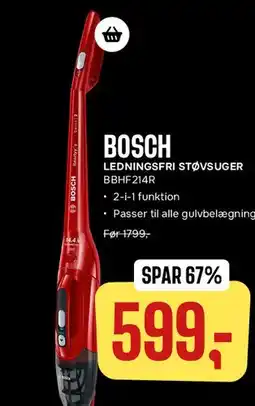 Skousen BOSCH - Ledningsfri støvsuger (BBHF214R) tilbud