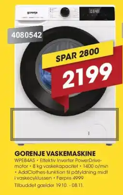 Punkt1 Gorenje vaskemaskine tilbud