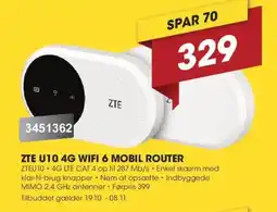 Punkt1 Zte u10 4g wifi 6 mobil router tilbud