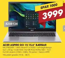 Punkt1 Acer Aspire Go 15 15,6" Bærbar tilbud