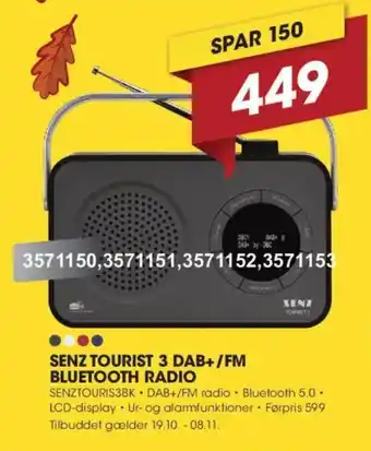 Senz tourist 3 dab+ / fm bluetooth radio