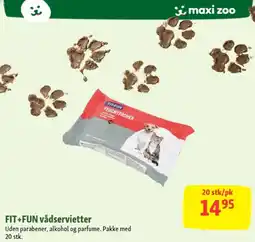 Maxi Zoo Fit+Fun vådservietter tilbud