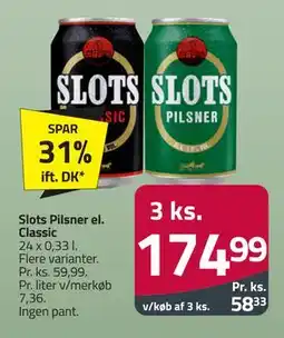 Fleggaard Slots Pilsner el. Classic tilbud