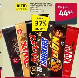 Fleggaard Mars, Snickers, Lion, KitKat, Yankie Bar, Holly Bar el. Twix tilbud