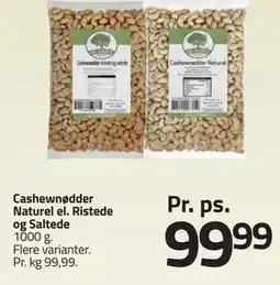 Fleggaard Cashewnødder Naturel el. Ristede og Saltede tilbud