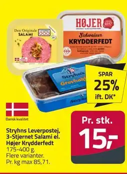 Fleggaard Stryhns Leverpostej, 3-Stjernet Salami el. Højer Krydderfedt tilbud