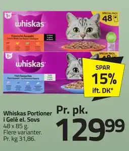 Fleggaard Whiskas Portioner i Gelé el. Sovs tilbud
