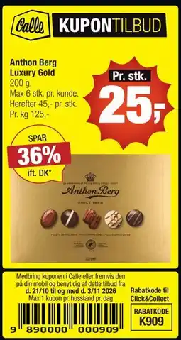 Calle Anthon Berg Luxury Gold tilbud