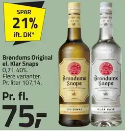 Fleggaard Brøndums Original el. Klar Snaps tilbud