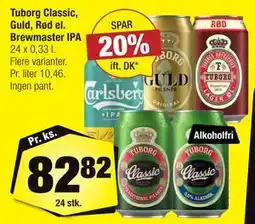Calle Tuborg Classic, Guld, Rød el. Brewmaster IPA tilbud