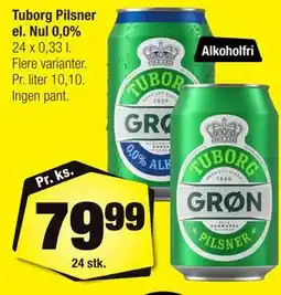 Calle Tuborg Pilsner el. Nul 0,0% tilbud