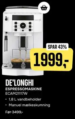 Skousen DE'LONGHI ESPRESSOMASKINE ECAM21117W tilbud