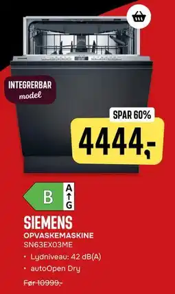 Skousen SIEMENS OPVASKEMASKINE SN63EX03ME tilbud