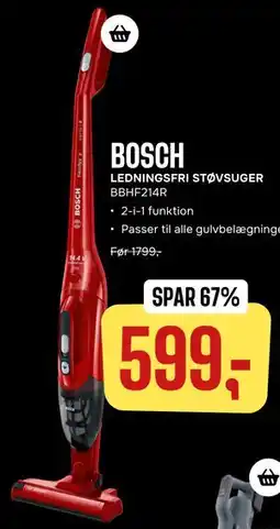 Skousen BOSCH LEDNINGSFRI STØVSUGER BBHF214R tilbud
