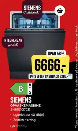 Skousen SIEMENS OPVASKEMASKINE SN65ZX17CE tilbud