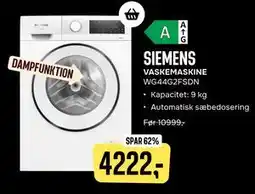 Skousen SIEMENS VASKEMASKINE WG44G2FSDN tilbud