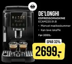 Skousen DE'LONGHI ESPRESSOMASKINE ECAM220.51.B tilbud