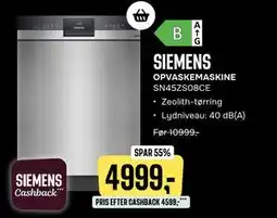 Skousen SIEMENS OPVASKEMASKINE SN45ZS08CE tilbud