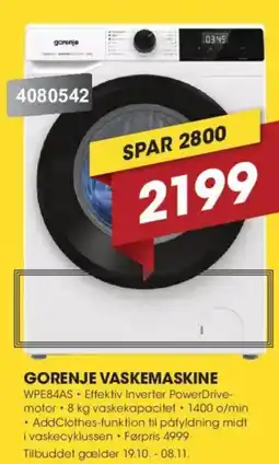 Punkt1 Gorenje vaskemaskine tilbud