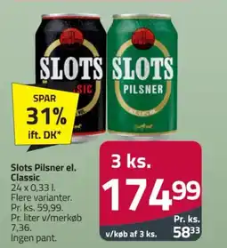 Fleggaard Slots Pilsner el. Classic tilbud