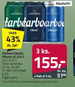 Fleggaard Harboe Classic, Pilsner el. 0,0% tilbud