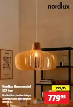 Bauhaus Nordlux Hazo pendel E27 træ tilbud