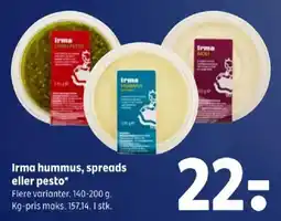 Coop 365 Irma hummus, spreads eller pesto tilbud