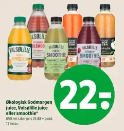 Coop 365 Økologisk Godmorgen juice, Valsølille juice eller smoothie tilbud