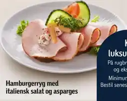 Føtex Hamburgerryg med italiensk salat og asparges tilbud