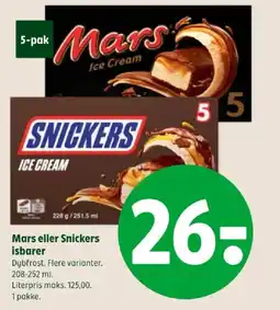 Coop 365 Mars eller Snickers isbarer tilbud