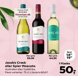 SuperBrugsen Jacob's Creek eller Spier Moscato tilbud