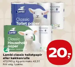 SuperBrugsen Lambi classic toiletpapir eller køkkenrulle tilbud