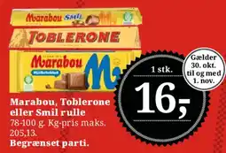 Dagli'Brugsen Marabou, Toblerone eller Smil rulle tilbud