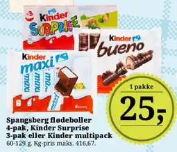 Dagli'Brugsen Spangsberg flødeboller, Kinder Surprise eller Kinder multipack tilbud