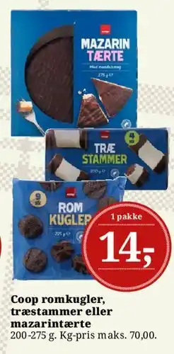 Dagli'Brugsen Coop romkugler, træstammer eller mazarintærte tilbud