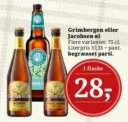 Dagli'Brugsen Grimbergen eller Jacobsen øl tilbud