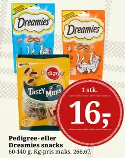 Dagli'Brugsen Pedigree eller Dreamies snacks tilbud