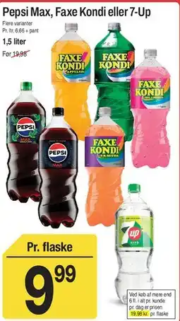 ABC Lavpris Pepsi Max, Faxe Kondi eller 7-Up tilbud