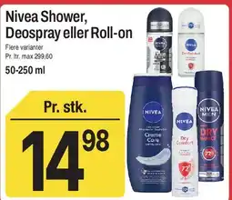 ABC Lavpris Nivea Shower, Deospray eller Roll-on tilbud