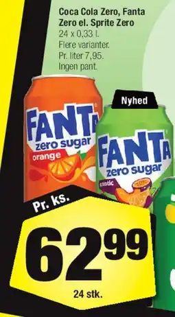 Calle Fanta Zero Sugar (24 x 0,33 l) tilbud