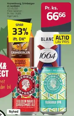 Fleggaard Kronenbourg / Grimbergen / Jacobsen (assorterede) tilbud