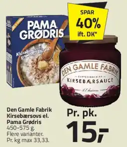 Fleggaard Den Gamle Fabrik Kirsebærsauce / Pama Grødris tilbud