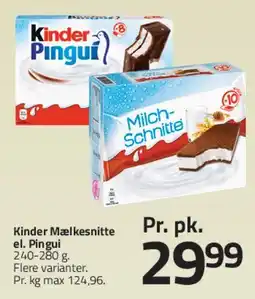 Fleggaard Kinder Mælkesnitte / Pingui tilbud