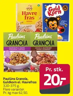 Fleggaard Paulúns Granola / Guldkorn / Havrefras tilbud