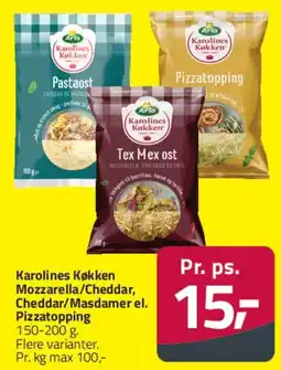Fleggaard Karolines Køkken - Mozzarella / Cheddar / Pizzatopping tilbud