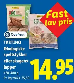 Lidl Tastino økologiske speltstykker eller skagens-lapper tilbud