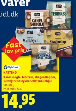 Lidl HattinG Kanelsnegle, tebirkes, skagenslapper, surdejsrundstykker eller møllehjul tilbud