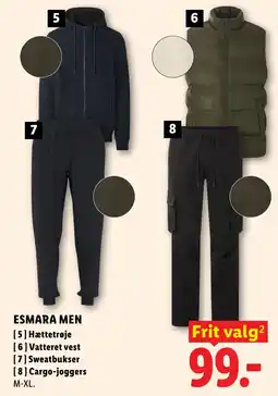Lidl Esmara Men Hættetrøje Vatteret vest Sweatbukser Cargo-joggers tilbud