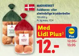 Lidl Madværket fuldkorns- eller almindelige krydderboller tilbud